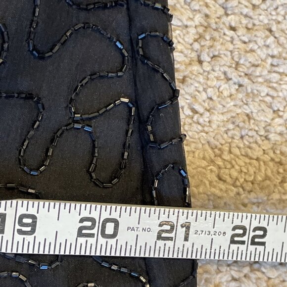 Lawrence Kazar All Over Beaded Dress Size Large Black Silk Party Formal Luxury - Picture 8 of 12